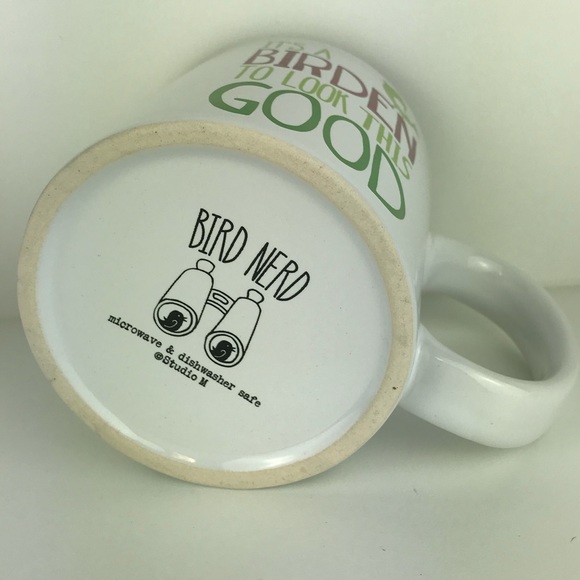 "It's a Birden to Look This Good" Birdwatching mug, bird perched Red Green words - Picture 5 of 5